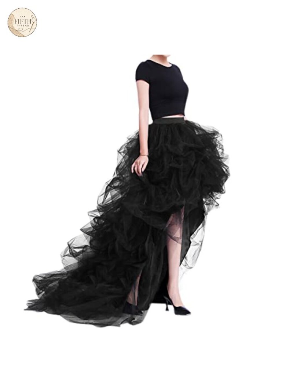 High Low Ruffled Tulle Skirt Floor Length Train Formal Party